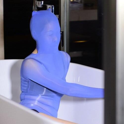 Unisex Oil Glossy Shiny Stockings Swimwear Long Sleeve Half Zentai Bodysuit Tights Nylon Bodystocking Hot Sexy Lingerie Babydoll