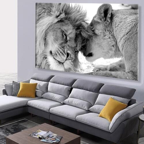 Large Wall Art Lion Prints Wild Animal Canvas Painting on The Wall Family Poster Decoration Picture for Living Room No Frame
