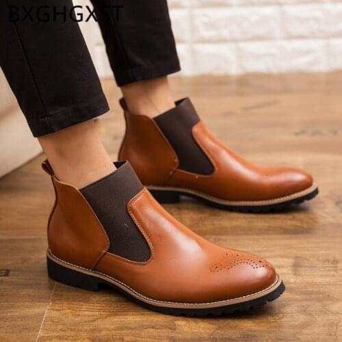 Brogue shoes mens dress boots Elevator shoes for men chelsea boots italian brand Coiffeur 2020 leather boots men designer shoes