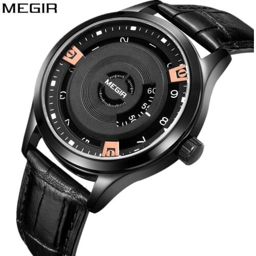 MEGIR Fashion Men Watch Unique Creative Watch Men Waterproof Leather Band Quartz Wrist Watches Relogio Masculino Reloj Hombre