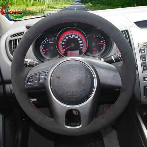 DIY Black Leather Steering Wheel Cover For Kia Forte 2008-2017 Soul Rio Shuma 2009-2013 Venga 2009-2015 Car Interior Decoration