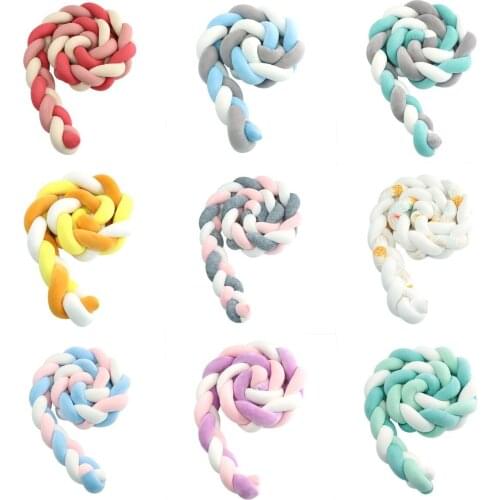 1M/1.5M/2M/3M/4M Baby Bumper Crib Cot Protector Infant Bebe Bedding Set for Baby Boy Girl Braid Knot Pillow Cushion Room Decor
