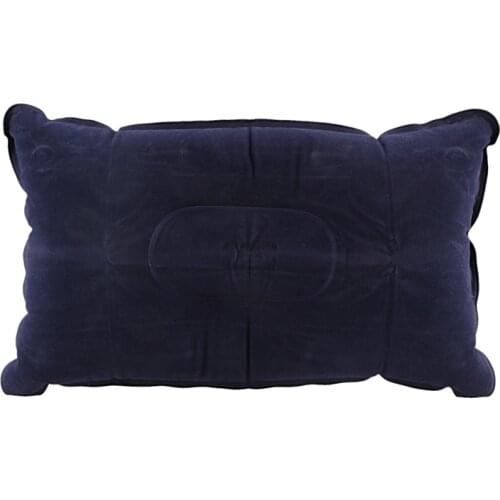 Double-sided Flocking Pillow Inflatable Portable Foldable Pillow for Camping/ Traveling/ Office blue