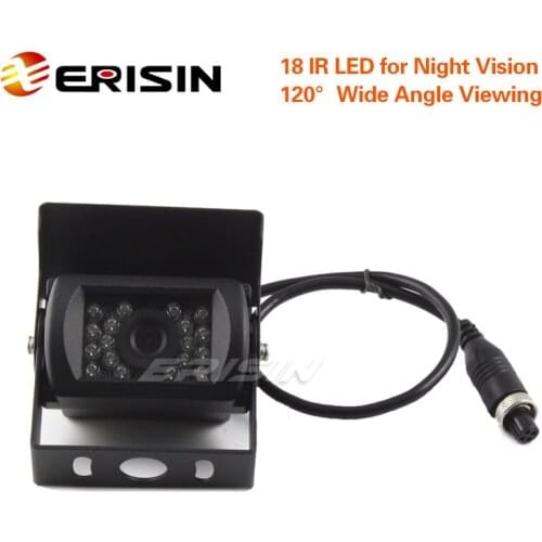 Erisin ES388-4 Car/Truck CCD Color Reversing Camera 12V/24V 18 IR LED