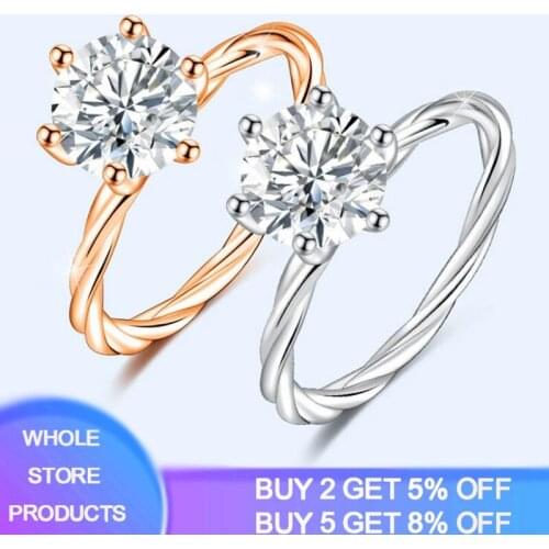 Europe Brand Fashion Twisted Rings For Women Wedding Band Jewelry 925 Sterling Silver Inlay Cubic Zirconia Gemstone Tail Rings