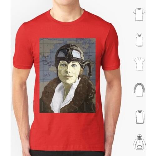 Amelia Earhart T Shirt Diy Big Size 100% Cotton Airplane Womens Adventure Historical Americana Amelia Earhart Pilot Mystery Map