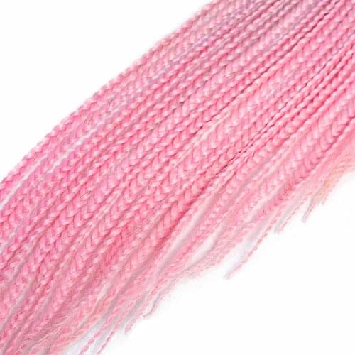 Ombre Pink Crochet Box Braids 24 Strands Synthetic Crochet Hair Extensions 24 Inch Heat Resistant Fiber Braiding Hair