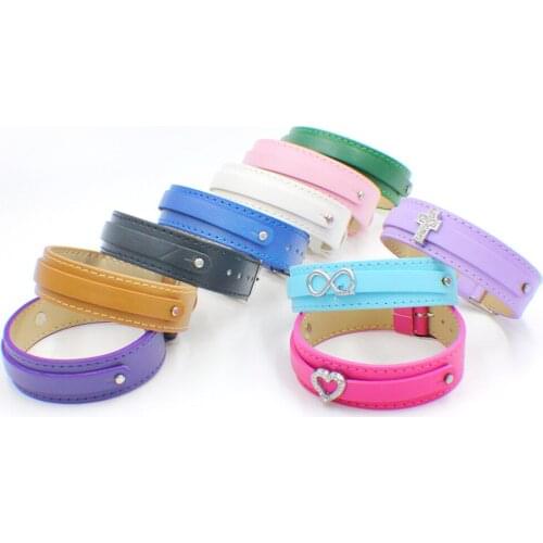 50PCS/lot 18x210mm Copy Leather Wristband Bracelet with 8mm slide bar fit for diy 8mm charms letters fashion jewelrys