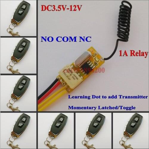 DC 3.5V-12V Micro Relay Receiver + Transmitter 3.7V 4.5V 5V 6V 7.4V 9V 12V Mini Remote Control Switch subminiature Lock Unlock
