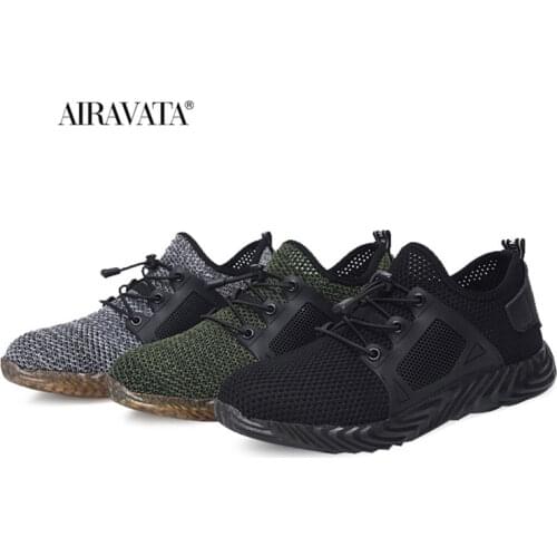 Summer Mens Safety Shoes with Steel Toe Breathable Men Anti-smashing Working Footwear Slip-on Running Sneakers Anti-slip
