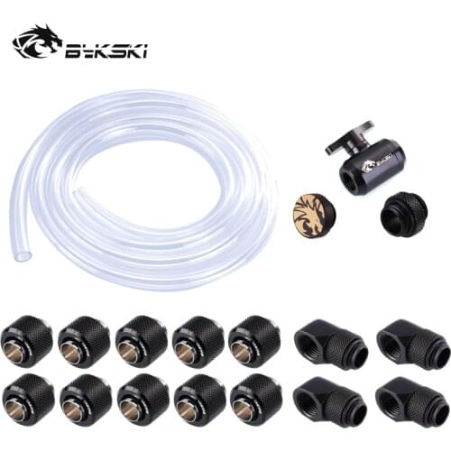 Bykski Fitting Kit use Soft Pipe Hand Compression Connector Joint + Hose Tube + Switch Water Cooling Accessories Fitting