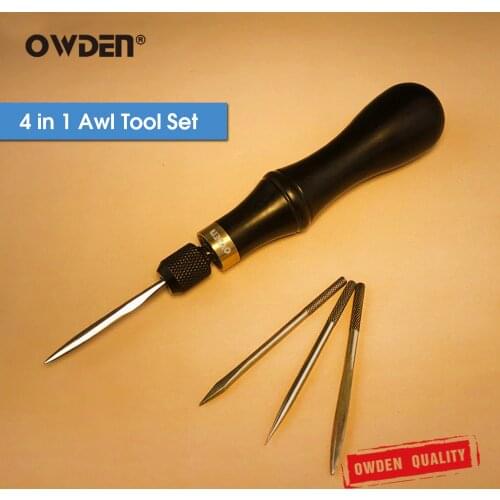 OWDEN 4 in 1 Leather Sewing Awl Tool Set Repairing Stitching Supplies Sewing Needle Kit