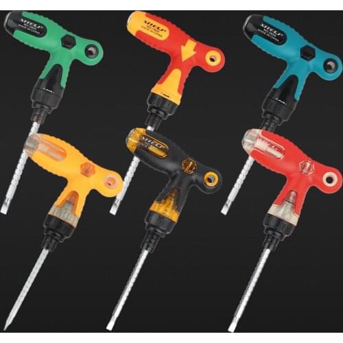 T- TYPE Screwdriver Set Ratchet Magnetic Impact Screw Driver Bit Precision Phillips Insulated Handle For Electrician Hand Tools