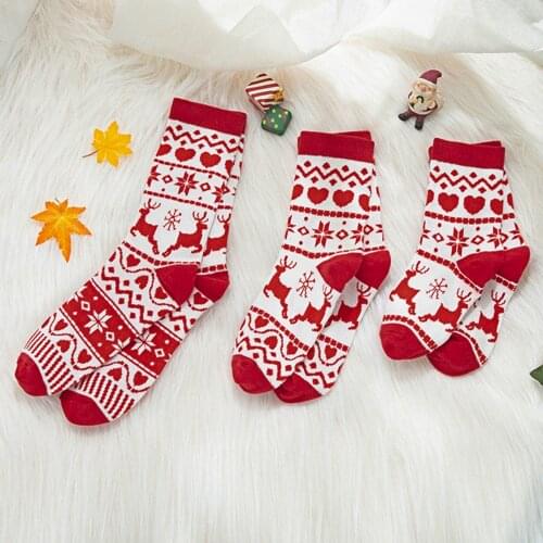 Children Adult Christmas Socks Vintage Cashmere Sock Comfortable Socks Skarpetki Damskie Christmas Gift Family Clothing Set