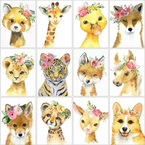 NEW Diamond Painting AnimalsTiger Cross Stitch Diamond Embroidery Lion Full Square Round Drill Cartoon Kid Room Decoration Gift