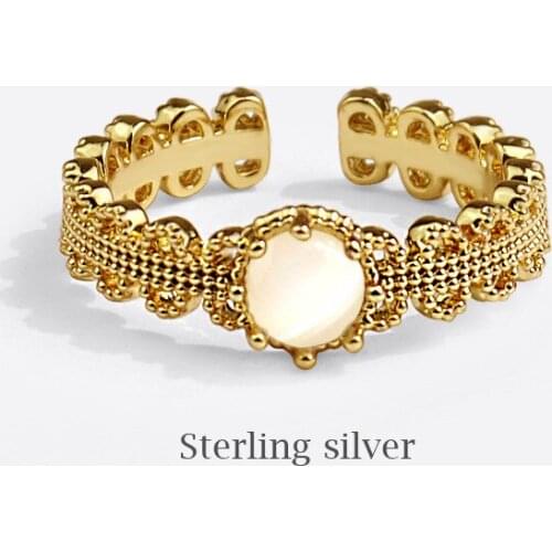 Hot Sale 925 Sterling Silver INS Geometric Golden Adjustable Open Rings for Personality Women Girls Birthday Party Gifts SR232