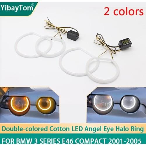 Excellent Popular SMD Cotton Light Switchback LED Angel Eye Halo Ring DRL Kit For BMW 3 Series E46 Compact 2001-2005 Accessories