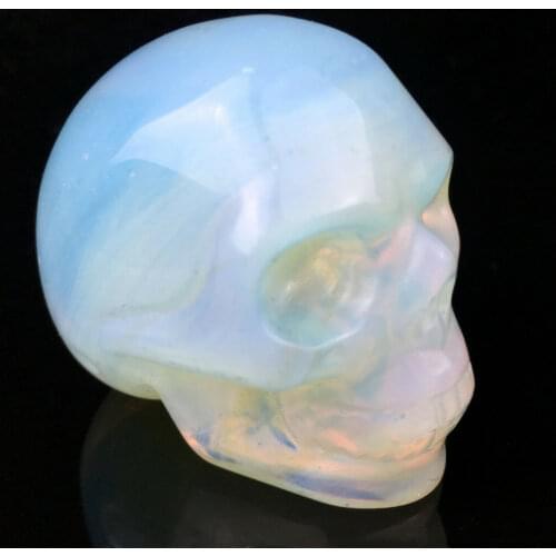 Hand Carved Opalite Skull Quartz Crystal Skull Reiki Healing statue 90g