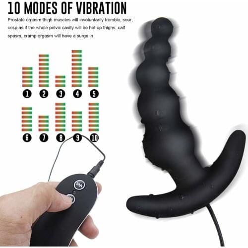 Silicone Anal Vibrator Prostate Massager Sex Toy For Women/men Waterproof 10 Mode Remote Control Vibrating Anal Bead Butt Plug