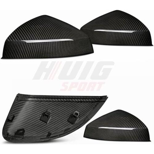 Real Carbon Fiber replace Cover Rear View With/Without Lane Side Assist Replacement Gloss Black For Audi RS3 A3 8V S3 2014-2019