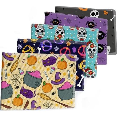 Polyester Fabric Happy Holiday Halloween Printed Twill Fabrics Sheet DIY Dress Handbag Sewing Materials 50*145cm