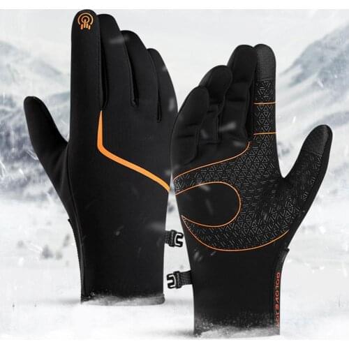 Universal Winter Three-Layer Fabric Waterproof And Warm Touch Screen Full-Finger Non-Slip Wear-Resistant Cycling Gloves