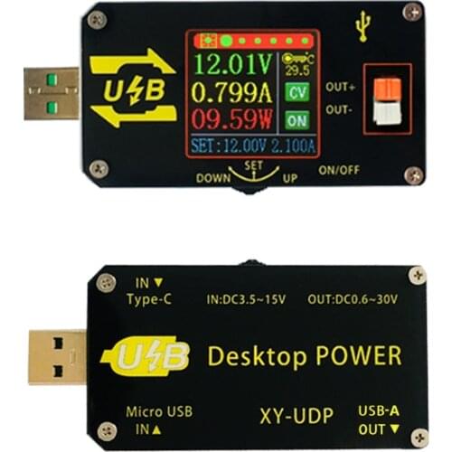 XY-UDP Digital USB DC DC Converter CC CV 0.6-30V 5V 9V 12V 24V 2A 15W Power Module Desktop Adjustable Regulated power supply
