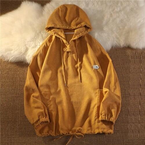 Hoodies Women Ins Female Chic Orange All-match Solid BF Lady Clothing Thick Sweatshirts Casual Pullovers Spring Warm Plus Velvet