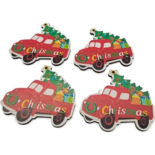 10 pcs christmas tree toys Wooden Car Christmas ornaments Pendant Christmas home decoration Xmas gift 2022 New year