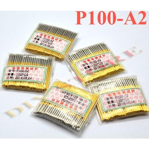 100pcs/lot P100-A2 Dia 1.5mm Spring Test Probes Pogo Pin Length 33.35mm Free Shipping with Track Number 10000716