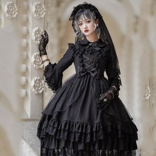 2020 Kawaii Dress For Girls Black Lace Dress Gothic Lolita Victorian Dress Kawaii Clothing Soft Sister Sweet Lolita Dress SL4119