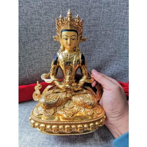 2021 Special Offer # Buddhism Aisa Tibet HOME gilded copper Amitayus PUSA Buddha statue bless family safe health good luck 21CM