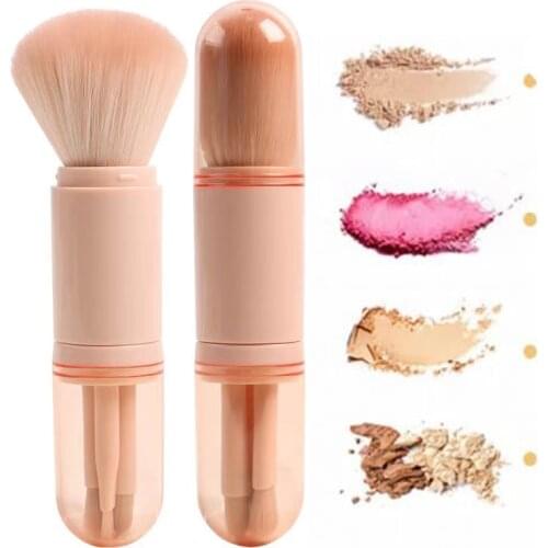 4 In 1 Makeup Brushes Tool Set Cosmetic Retractable Loose Powder Blush Blush Blending Beauty Makeup Brushes Portable