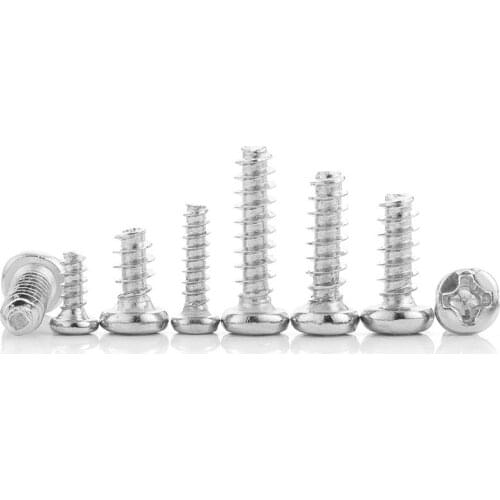 50pcs Cross Recessed Round Head Self-tapping Screws 304 Stainless Steel M2 M2.3 M2.6 M3 M4 Phillips Screw Flat Tail