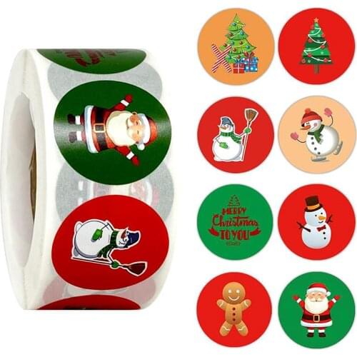 500pcs/Roll Merry Christmas Stickers Christmas Tree Elk Candy Bag Sealing Sticker Christmas Gifts Box Labels Decoration New Year