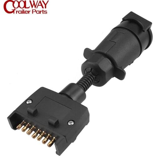 12V Car Trailer Adapter 7 Pin Flat Male Plug To 7 Pin Large Round Female Socket Connector RV Camper Caravan Parts Accessories