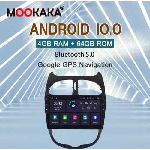 2din Android 10 For Peugeot 206 2000 -2016 Car Radio Multimedia Video Player Navigation GPS 2 Din Player Wifi 4G 4G + 64GB IPS