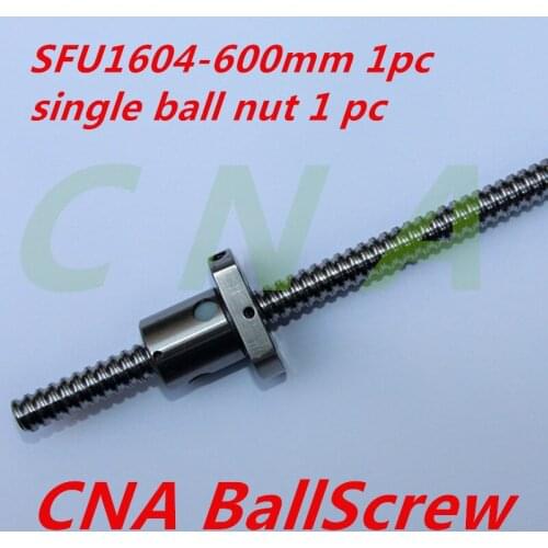 Free Shipping SFU1604 600mm Ball Screw L600mm Ballscrew With SFU1604 Single Ballnut For CNC parts 600mm screws