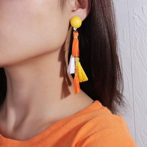 Bohemian Colorful Long Hanging Earrings For Women Fashion Tassel Dangle Drop Earring 2021 Trend New Female Jewelry Birthday Gift