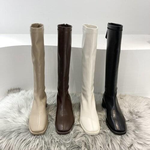Woman Shoes High Heels Sexy Over The Knee Boots Women Shoes Khaki Brown Black Autumn Winter Long Boots Women Square Heel Soft