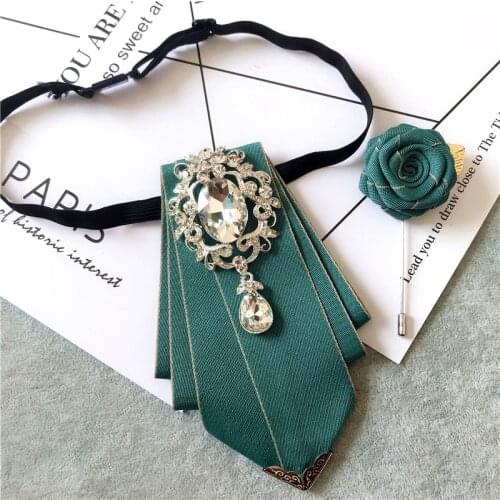 British Korean Bow Tie Mens Groom Wedding Business Dress Suit Accessories Ceremonial Nightclub Brooch Rhinestone Bowtie Set