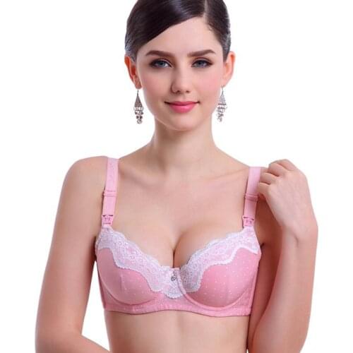 Nursing Maternity Breastfeeding Pregnant Bra Polka Dots Lace Push Up Bras For Women