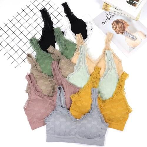 Heart Print Bra Top High Elastic Sports Gym Tops Lace Underwear Girls Breathable Yoga Wear Underwear Women Sport Bra Workout