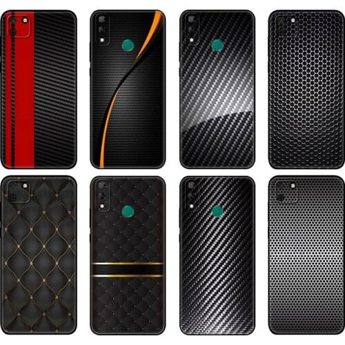 Black tpu Case For Huawei Y9S Y6S Y8S Y5P Y7P Y8P Case For Huawei Y5 lite Prime 2018 Y6 2019 Cover car carbon fibre print