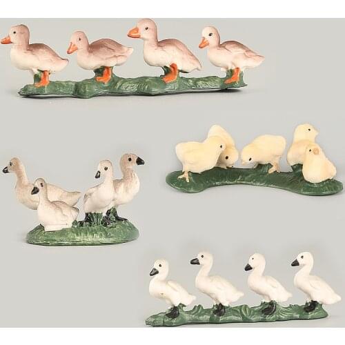 Farm Animals Decorative Figurines Simulation Mini Cute Chicken Duck Goose Figures Animals Set Model PVC Toys for kids