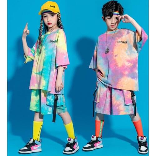 Children Hip Hop Clothes Jazz Street Dance Costume Kids Sweatshirt T shirt Pants Set Ballroom Dancewear Stage Rave Clothing