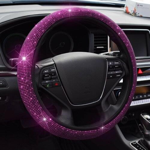 Car Steering Wheel Cover 37-38 Cm/14.5-15 Inch Car Diamond Steering Wheel Cover Rhinestone DIY Auto Accessories