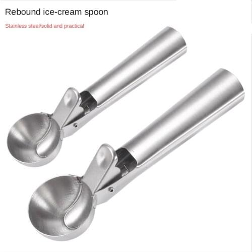 Hot Sale ! Stainless Steel Rebound Ice Cream Spoon Ice Cream Digging Ball Tool Kitchen Accessories Easy To Demold Ice Cube Mold