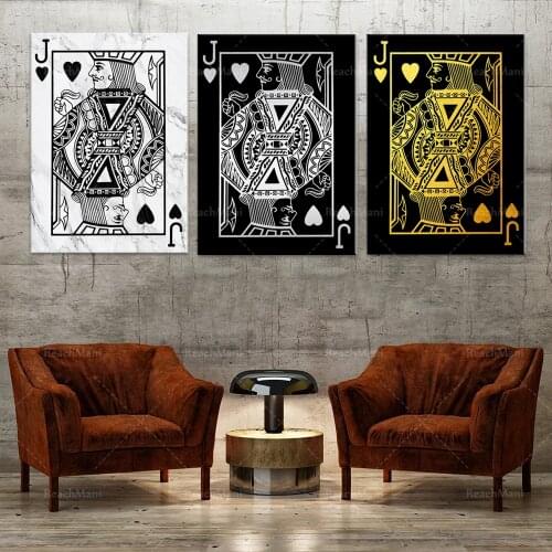 Toile créative Art-Jack Solitaire noir et argent blanc marbre Art mural bureau / décoration de la maison