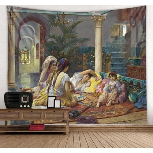 Painting Classical Tapestry Oil Painting Ornament Wall Hanging Tapestry Carpet Xmas Home Yoga Pad Bedspread Beach Mat Gift